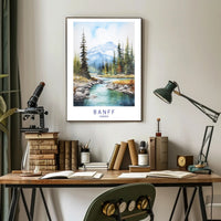 Serene Banff Landscape Watercolor Art National Park Poster PosterGoat