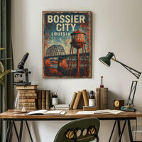Bossier City Louisiana Scenic Wanderlust Cityscape Heritage Decor Collectible Souvenir Wall Art Poster