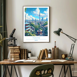 Tokyo's Dynamic Skyline in Vibrant Urban Cityscape Poster