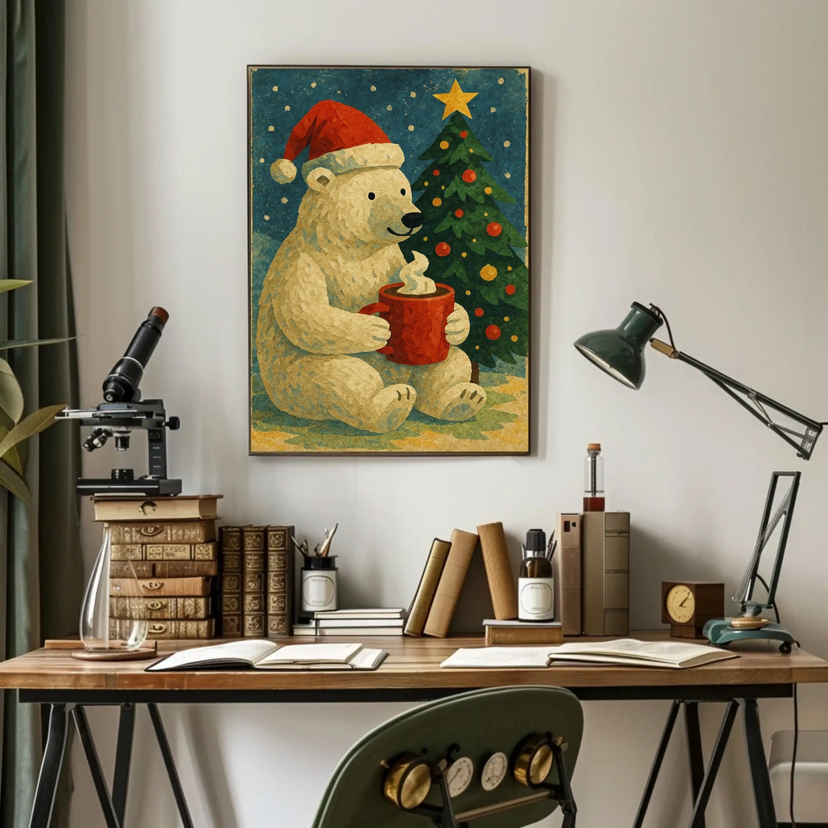 Festive Polar Bear Holiday Poster
