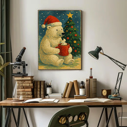 Festive Polar Bear Holiday Poster
