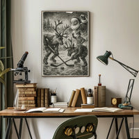 Whimsical Reindeer Ice Hockey Winter Sports Poster