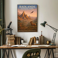 Badlands National Park Vintage Wildlife Art Poster