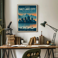 Salt Lake City Travel Poster Vintage Wall Art Print