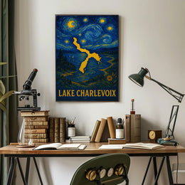 Artistic Lake Charlevoix Poster in Van Gogh Style - Abstract, Artistic, or Pop Culture Poster