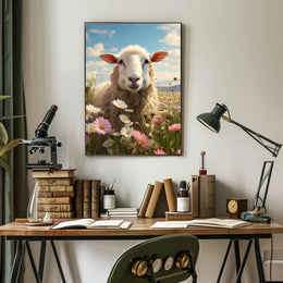 Serene Sheep In Bloom Poster PosterGoat