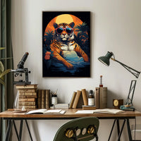 Stylized Tiger Tropical Escape Animal Poster