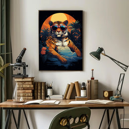 Stylized Tiger Tropical Escape Animal Poster