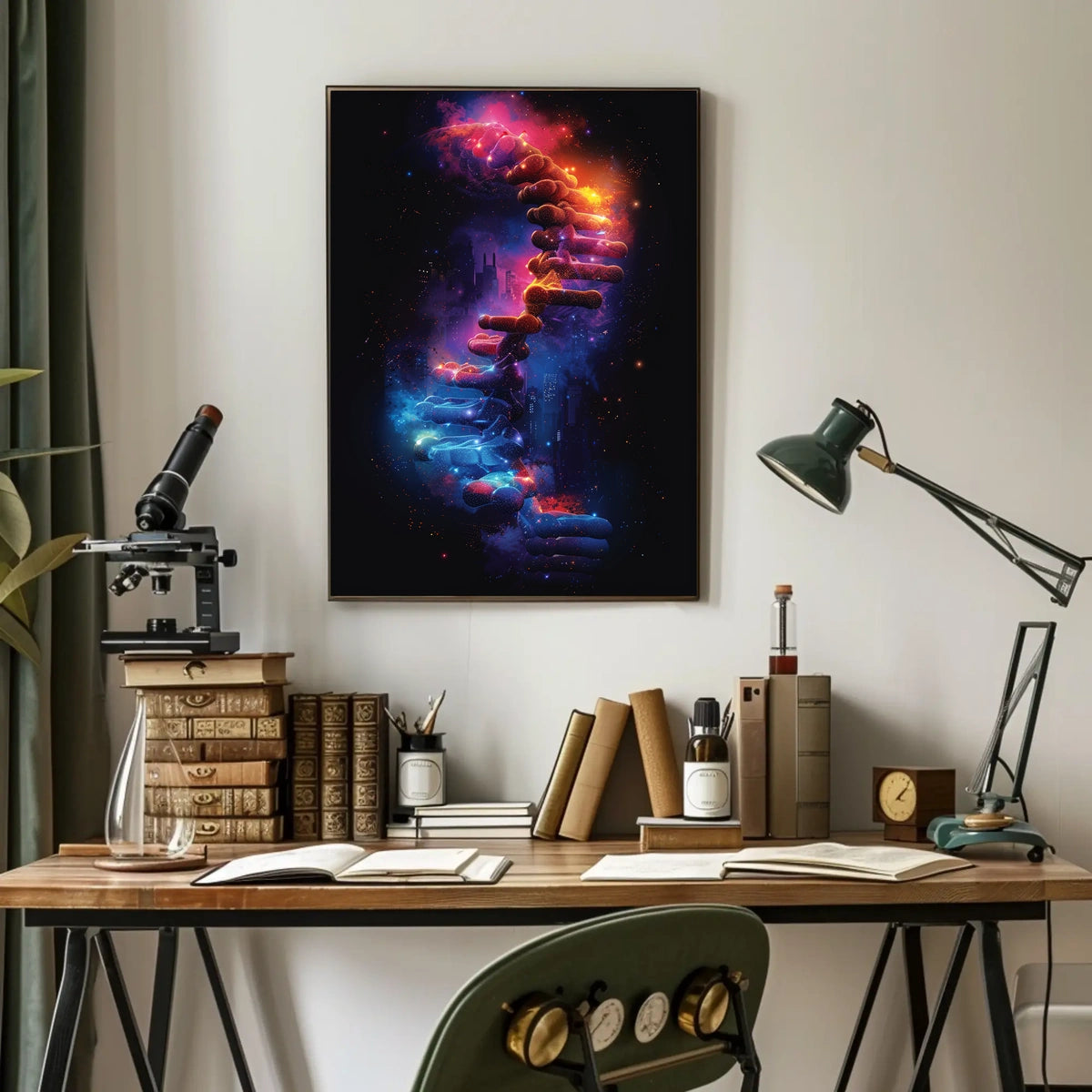 DNA Cosmos: Futuristic Art Poster of Discovery