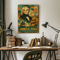 James K. Polk 11th President of the United States Layered Digital Collage Poster