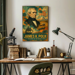 James K. Polk 11th President of the United States Layered Digital Collage Poster