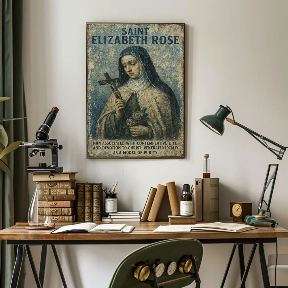 Saint Elizabeth Rose Vintage Religious Art Poster