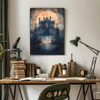 Haunting Gothic Mansion Moonlit Fantasy or Mythology Poster