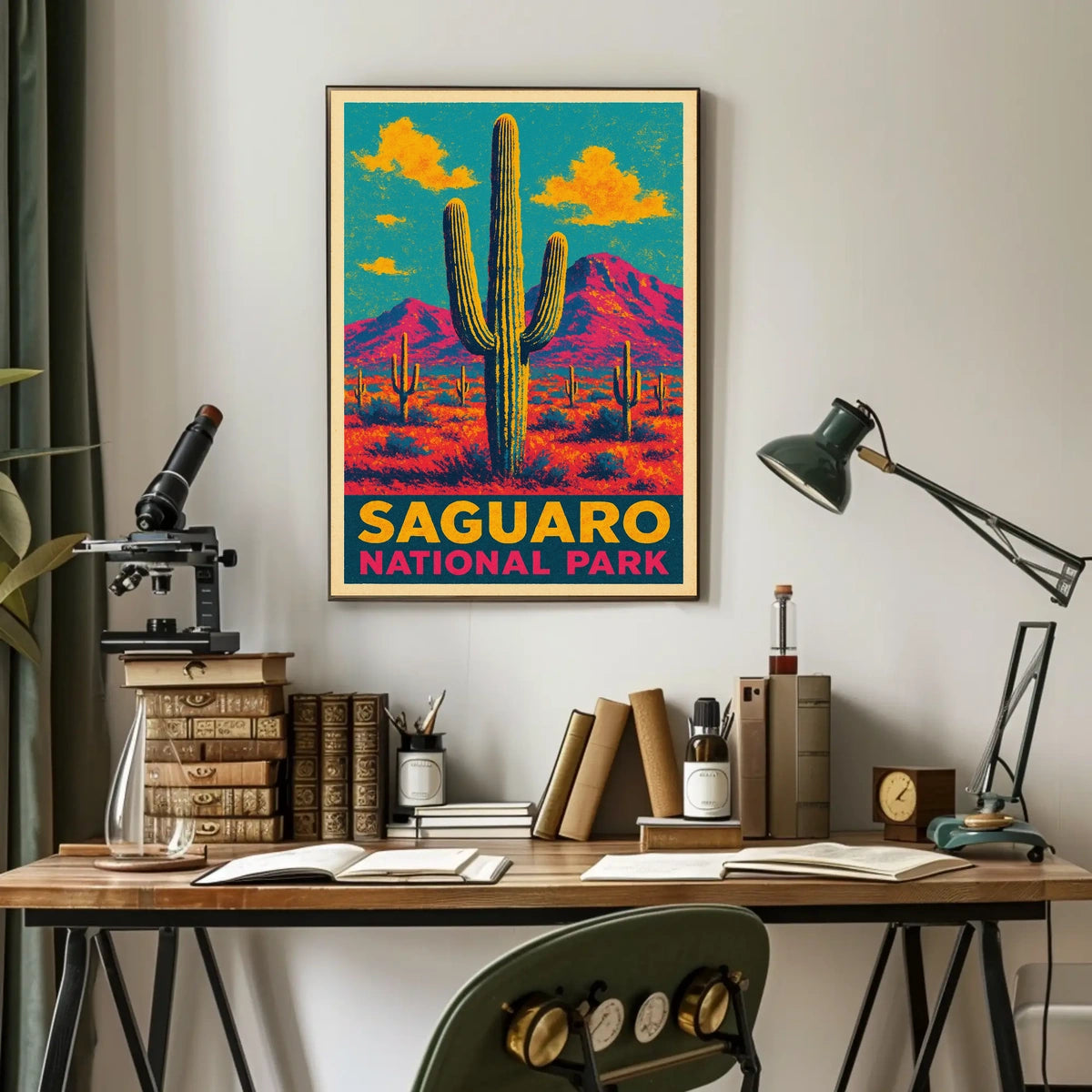 Saguaro National Park Vintage Desert Landscape Poster