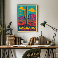 Saguaro National Park Vintage Desert Landscape Poster