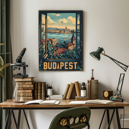 Budapest Window View Travel Poster