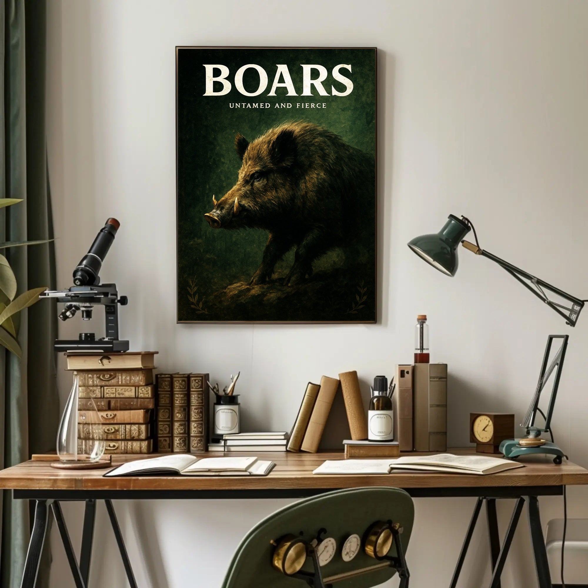 Boars Untamed and Fierce Poster PosterGoat