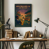 New Orleans Vintage Music Scene Art Poster