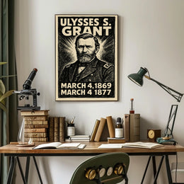 Ulysses S. Grant 18th President of the United States B & W Comic Sketch Poster