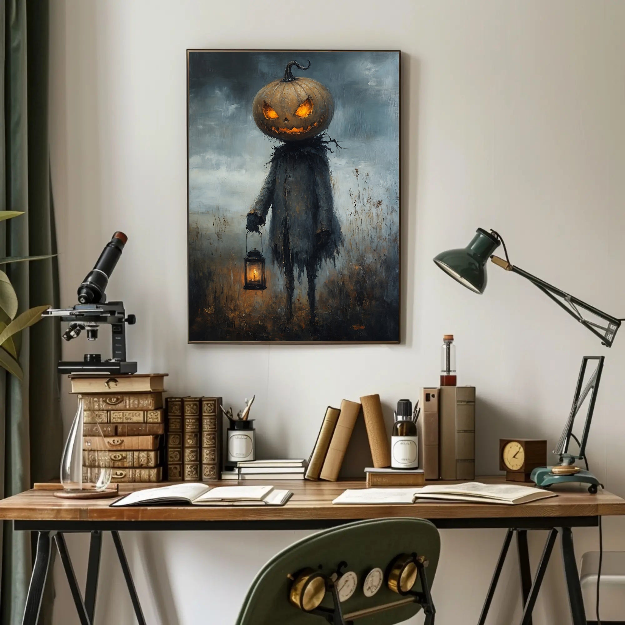 Halloween Jack Lantern Scarecrow Dark Artistic Poster