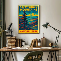 Great Smoky Mountains Vintage Travel Poster Art Nostalgic Retro Adventure Landscape Poster