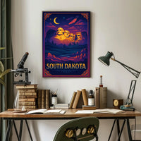 Mount Rushmore Night Poster Vintage South Dakota