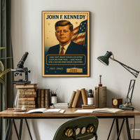 JFK Patriotic Vintage Poster with Inspirational Quote
