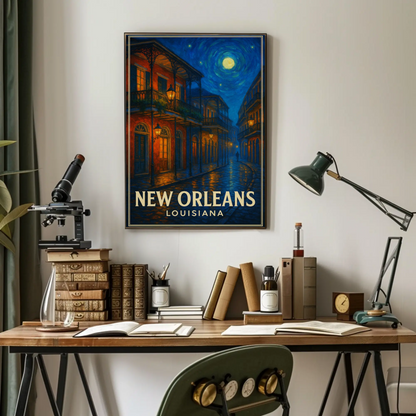 New Orleans Louisiana Starry Night French Quarter Travel Poster