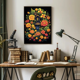 Whimsical Floral Cottage Poster