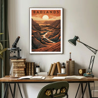 Badlands National Park Travel Poster Vintage Wall Art