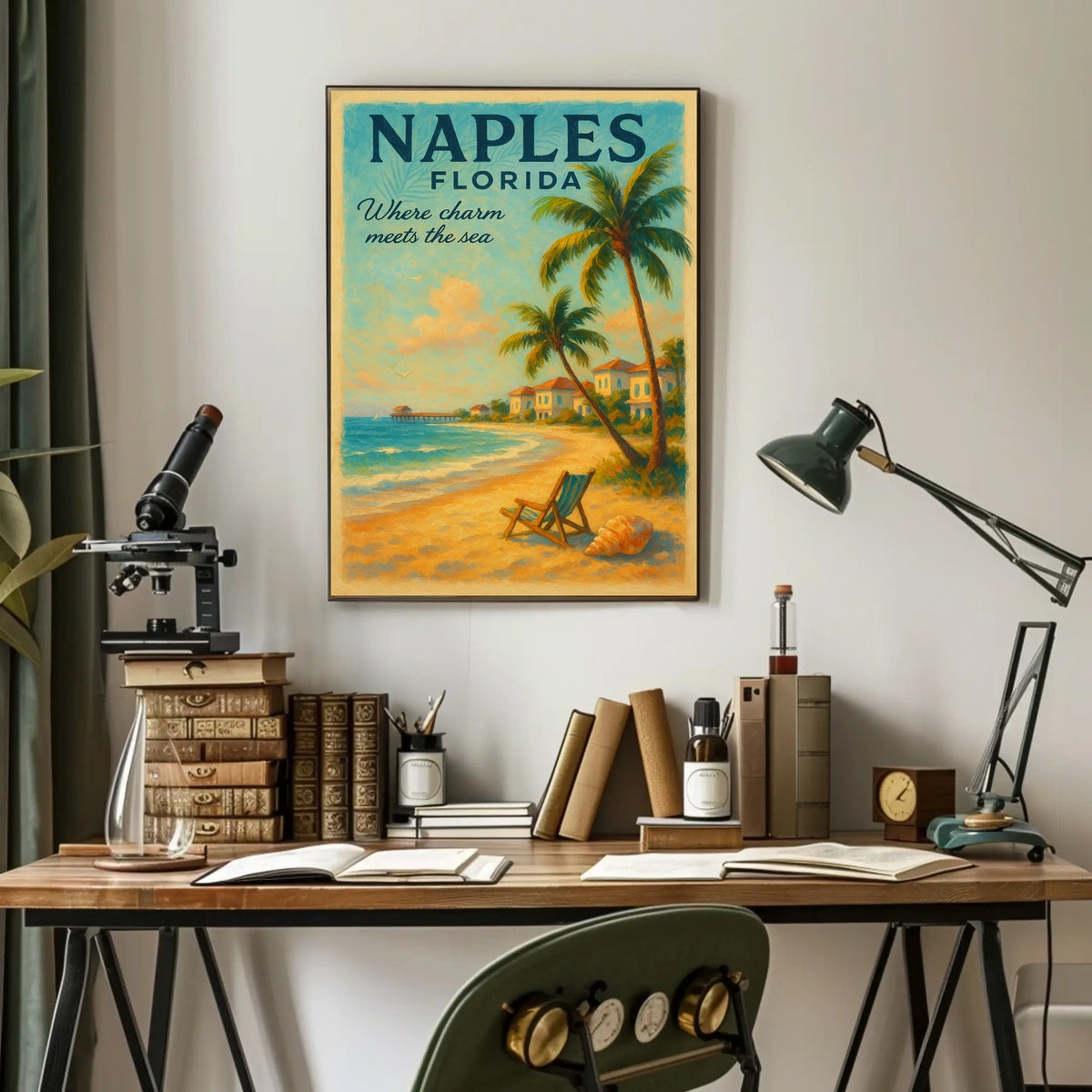 Serene Coastal Charm Vintage Poster: Naples, Florida