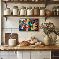 Cubist Faces Abstract Art Poster for Modern Interiors