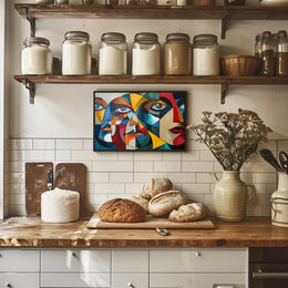 Cubist Faces Abstract Art Poster for Modern Interiors