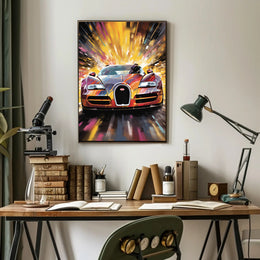 Fiery Sports Car Speed Chase Poster