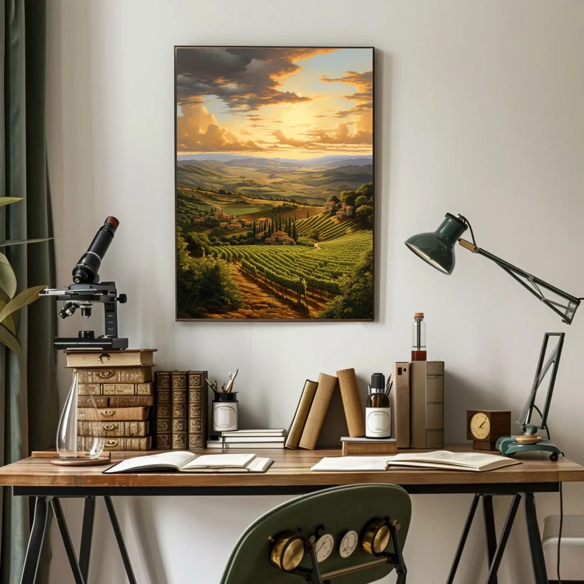 Serene Tuscany Landscape Sunset Travel Poster