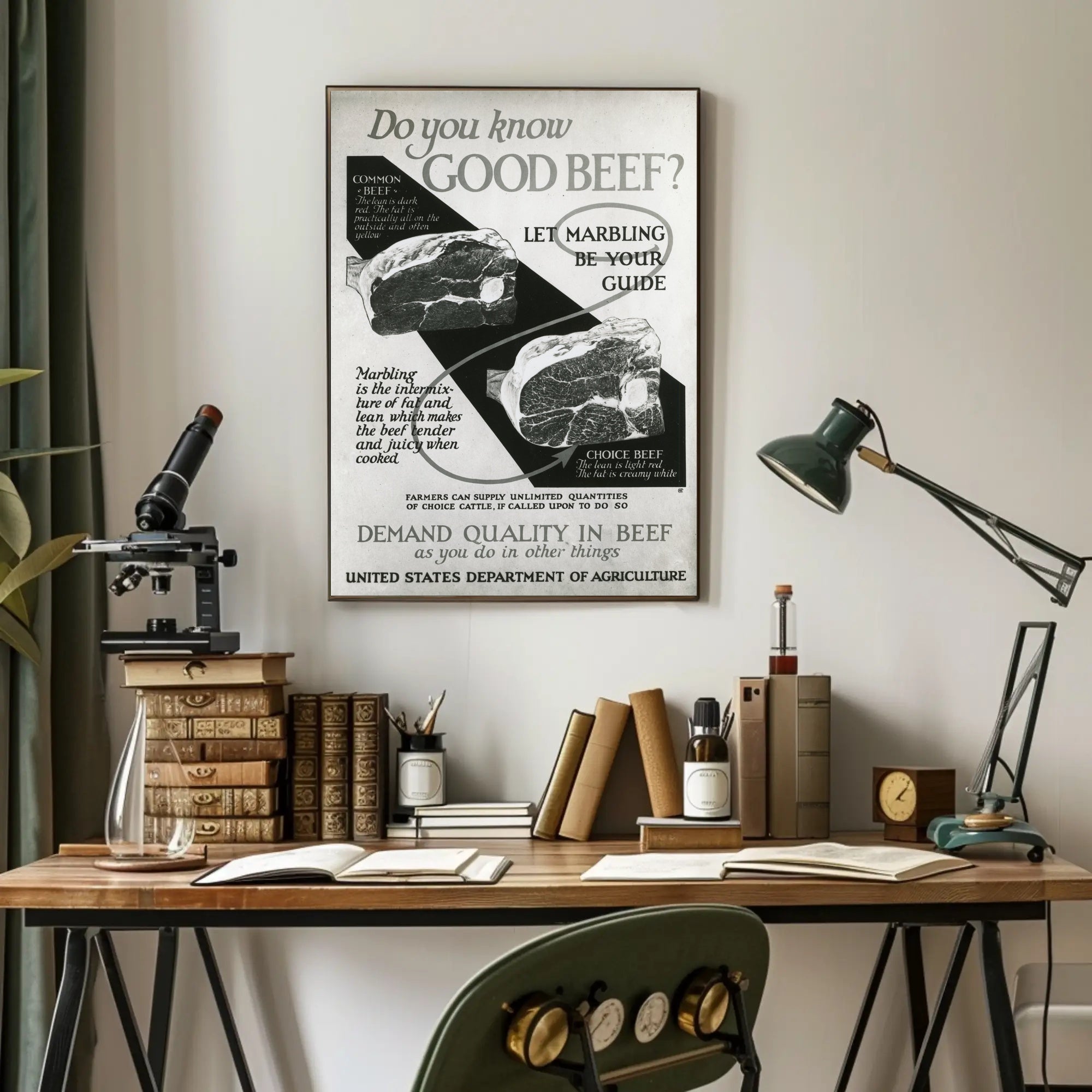 Quality Beef Vintage Educational Poster PosterGoat
