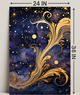 Cosmic Elegance: Art Nouveau Space or Astronomy Poster