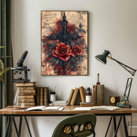 Gothic Roses and Cross Artistic Pop Culture Poster