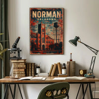 Norman Oklahoma Skyline Minimalist Campus Poster