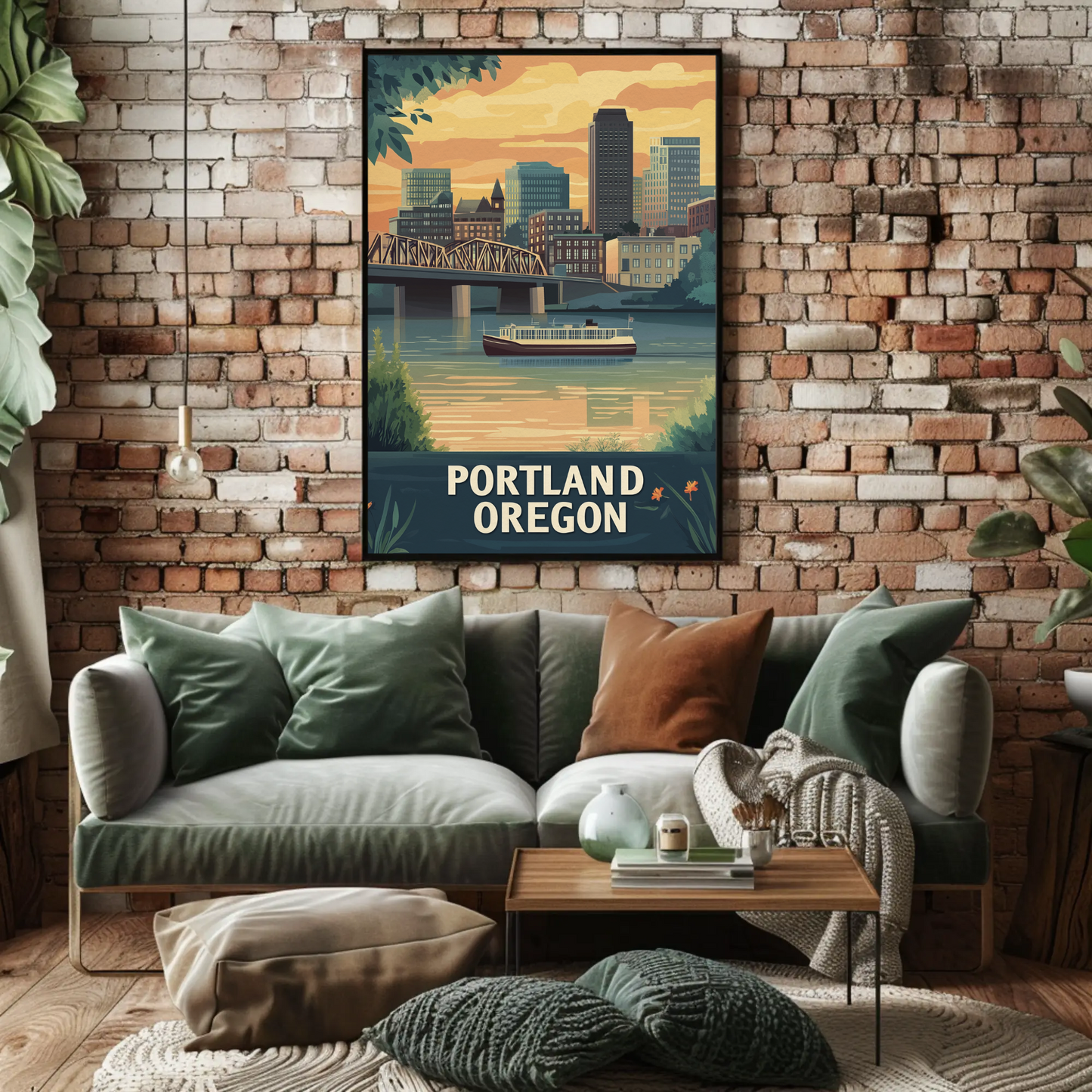 Portland Oregon Sunset Vintage Poster