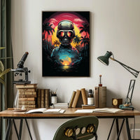 Futuristic Explorer At Sunset Poster