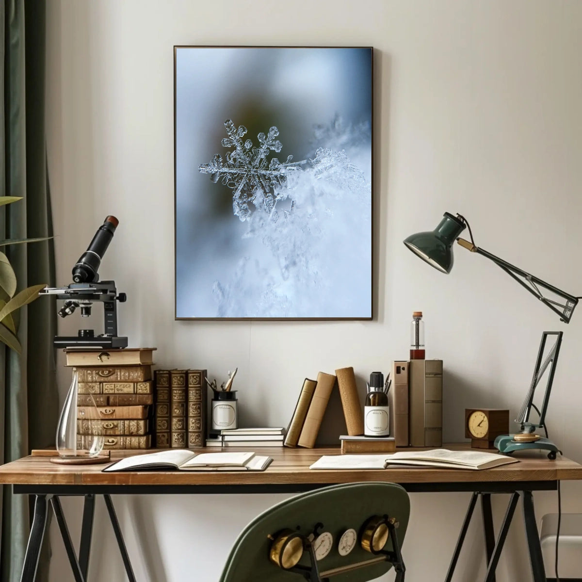 Intricate Snowflake Winter Scene Photorealistic Artistic Poster
