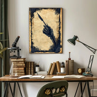 Quill Grasping Skeletal Hand Artistic Poster