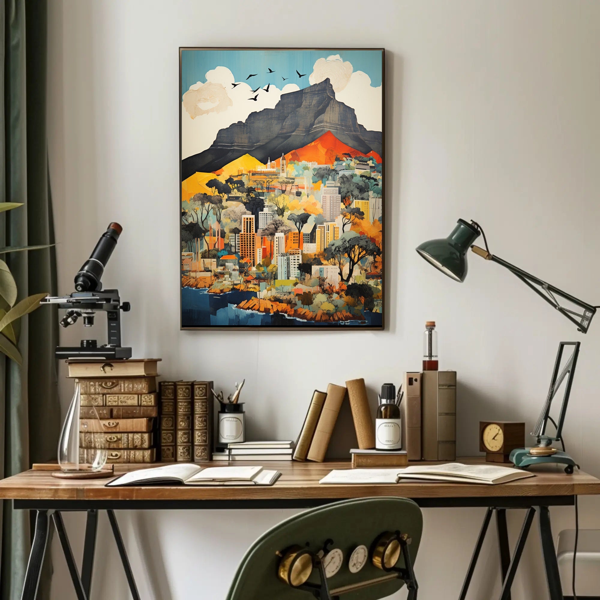 Modern Cityscape with Table Mountain Travel Poster