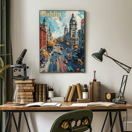 Dublin Cityscape Vibrant Architecture Travel Poster