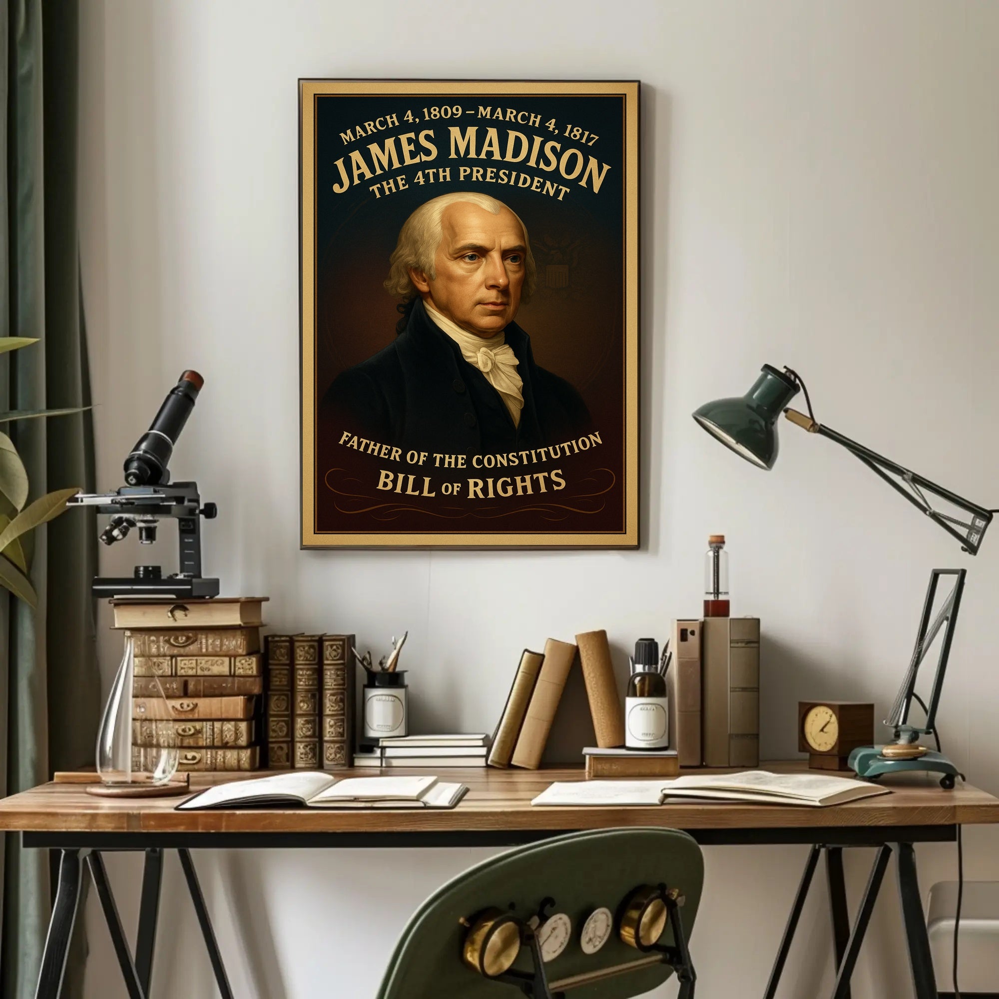 James Madison Presidential Legacy Vintage Historical Poster PosterGoat