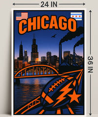 Chicago Skyline and Symbols Poster PosterGoat