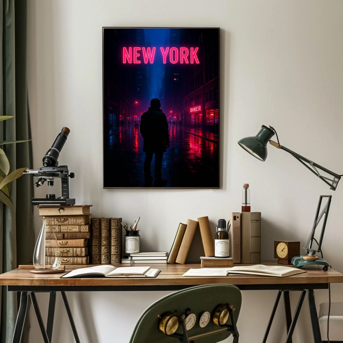 Neon Nights In New York Poster