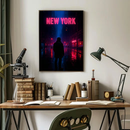 Neon Nights In New York Poster