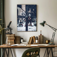 Winter Cemetery Scene with Wreath and Cross Poster